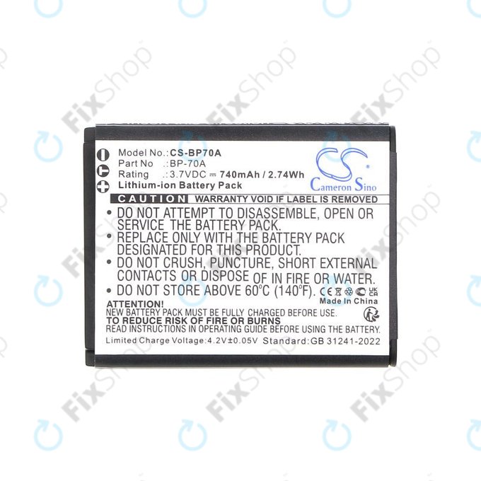 Bateria do Samsung ES, ST, 740mAh, Li-Ion, 3.7V, BP-70A, HQ