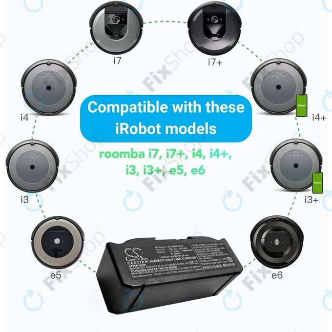Bateria do iRobot Roomba e-seria, i-seria, ABL-D1, 4624864, ABL-D2, Li-Ion, 14,4V 6800mAh, HQ