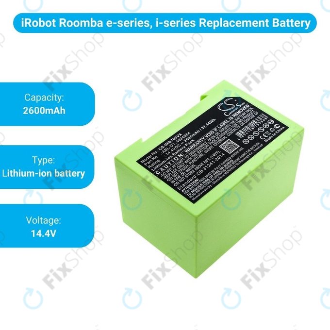 Bateria do iRobot Roomba e-seria, i-seria, ABL-D1, 4624864, ABL-D2, Li-Ion, 14,4V 2600mAh, HQ