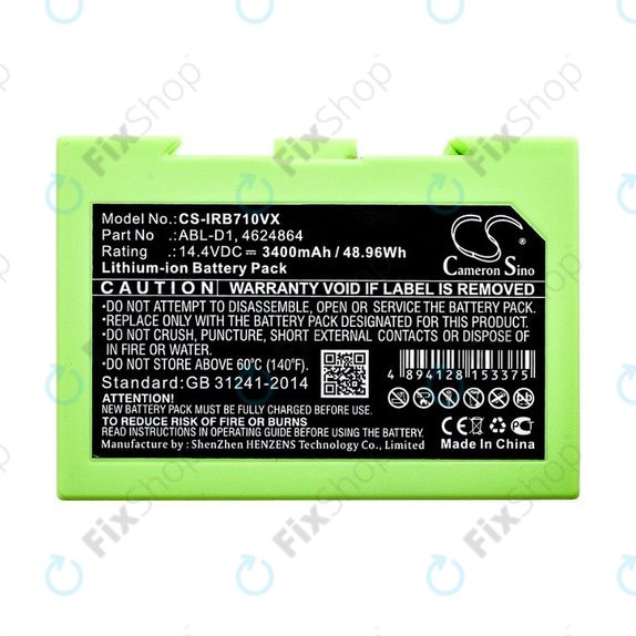 Bateria do iRobot Roomba e-seria, i-seria, ABL-D1, 4624864, ABL-D2, Li-Ion, 14,4V 3400mAh, HQ