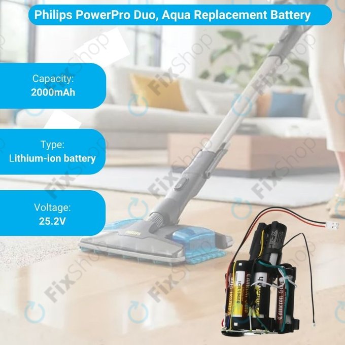 Bateria do Philips PowerPro Aqua FC6408, FC6409, Duo FC6171, FC6172, 300003446961, 69-2008-009-211, 69-2008-009-201, Li-Ion, 25,2V 2000mAh, HQ