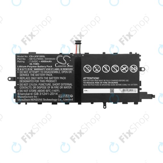 Bateria do Lenovo Thinkpad X1 Tablet, 4900mAh, Li-Pol, 7.5V, SB10J78994, HQ
