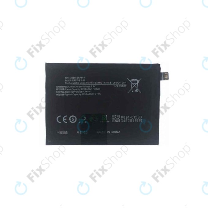 Bateria do OnePlus Nord 2T CPH2399, CPH2401, BLP861, 4500mAh