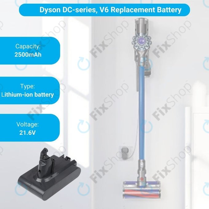 Bateria do Dyson DC-seria, V6, 965874-02, Li-Ion, 21,6V 2500mAh