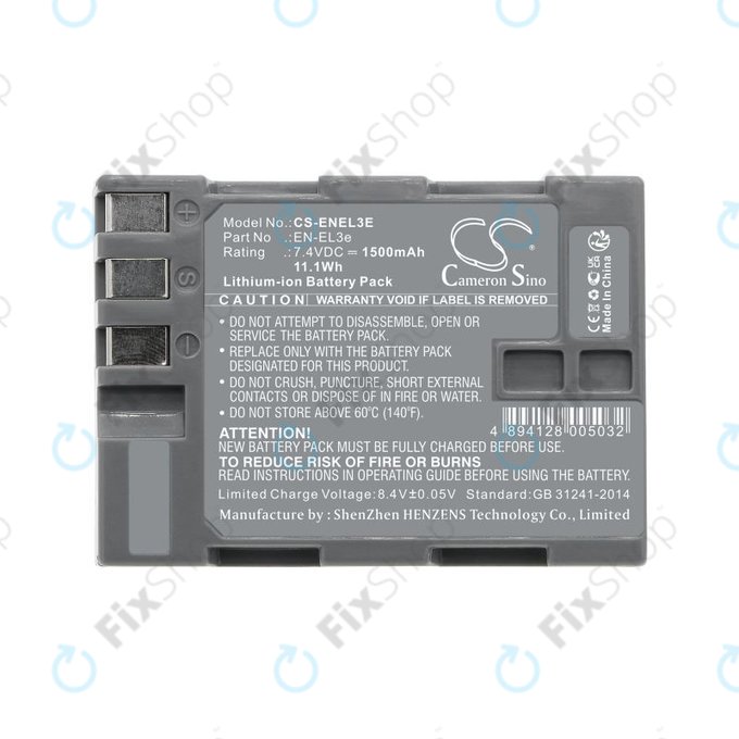 Bateria do Nikon D100, D200, D50, D70, D70s, D80, D300S, D700, D90, D300, 1500mAh, Li-Ion, 7.4V, EN-EL3e, HQ