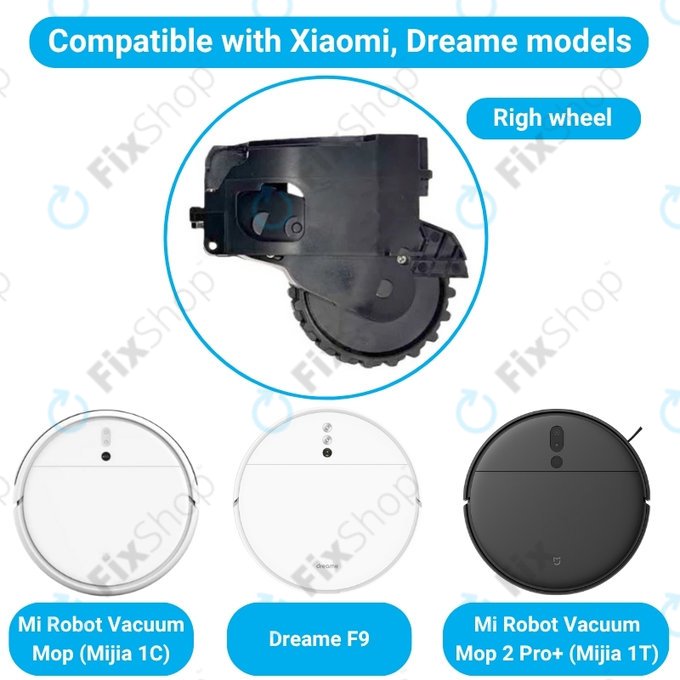 Koło z silnikiem do Xiaomi Dreame F9, Mi Robot Vacuum Mop (Mijia 1C), 2 Pro+ (Mijia 1T), Right, Czarny, Black