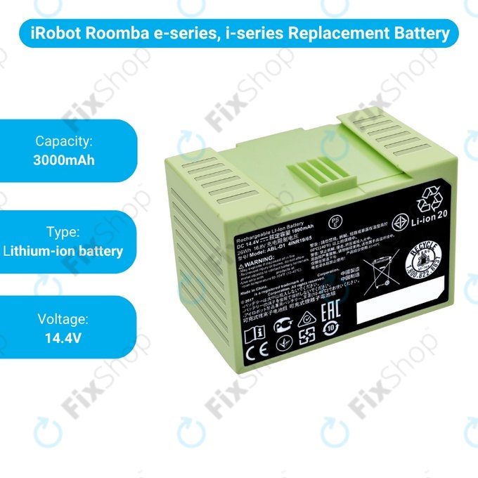Bateria do iRobot Roomba e-seria, i-seria, ABL-D1, 4624864, ABL-D2, Li-Ion, 14,4V 3000mAh