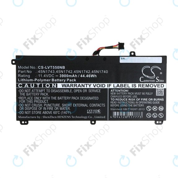 Bateria do Lenovo ThinkPad T550, T560, W550, 3900mAh, Li-Pol, 11.4V, 45N1743, HQ
