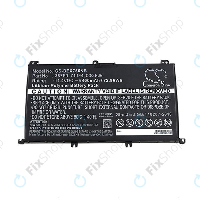 Bateria do Dell Inspirion 15, 6400mAh, Li-Pol, 11.4V, 357F9, HQ