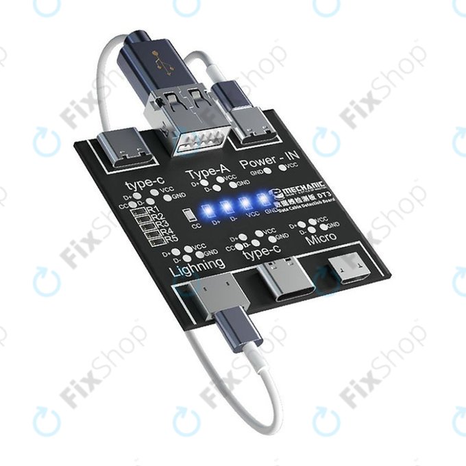 Tester kabli danych (Lightning, USB‑C, microUSB), Mechanic DT3