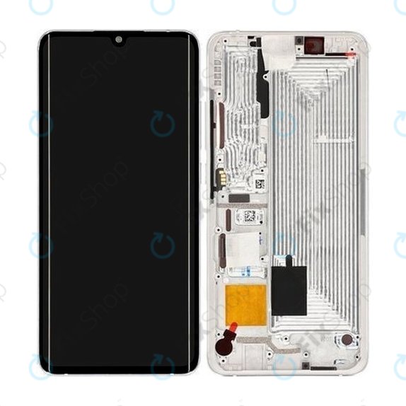 Wyświetlacz do Xiaomi Mi Note 10, Mi Note 10 Pro, Ekran dotykowy z ramką, 56000200F400, Glacier White, Genuine Service Pack