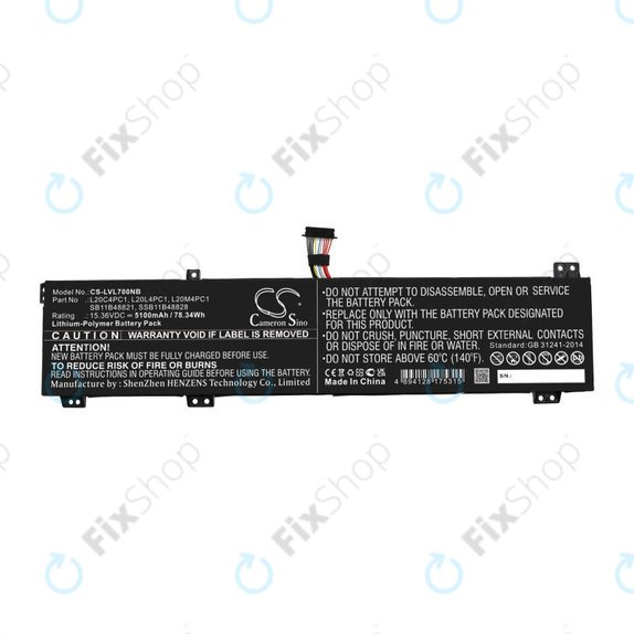 Bateria do Lenovo Legion 5, 5 Pro, 7, 7i, R7000p, 5100mAh, Li-Pol, 15.36V, L20C4PC1, HQ