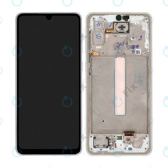 Wyświetlacz do Samsung A33 5G A336B, Ekran dotykowy z ramką, GH82-28143B, GH82-28144B, Awesome White, Genuine Service Pack