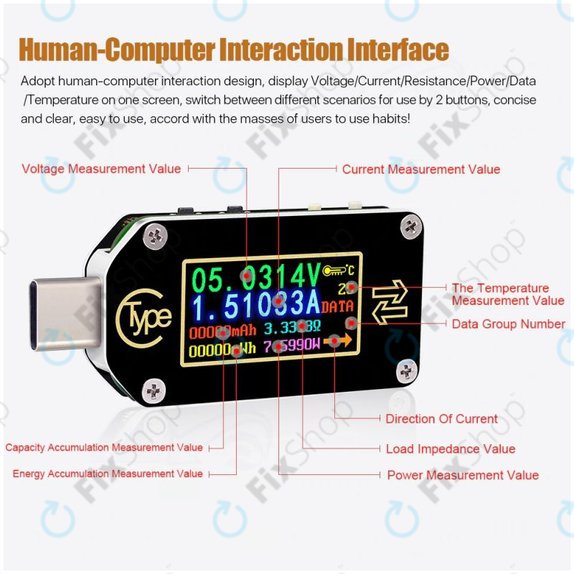Multimetr USB (USB‑C), Joy-it JT-TC66C