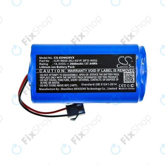 Bateria do Ecovacs Deebot N79, N79S, Eufy RoboVac-seria, Proscenic 850-seria, BFG-WSQ, ICR18650-26J-4S1P, UR18650ZY-4S1P-AAM, Li-Ion, 14,4V 2600mAh, HQ