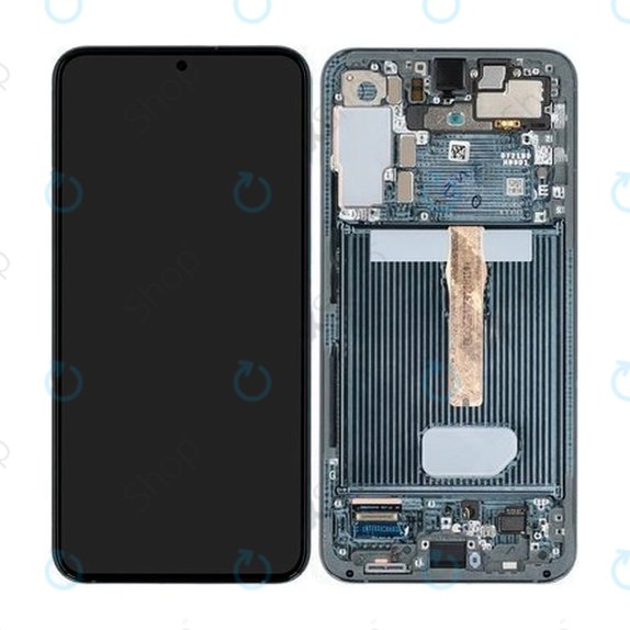 Wyświetlacz do Samsung S22 Plus S906B, Ekran dotykowy z ramką, GH82-27500C, GH82-27501C, Zielony, Green, Genuine Service Pack