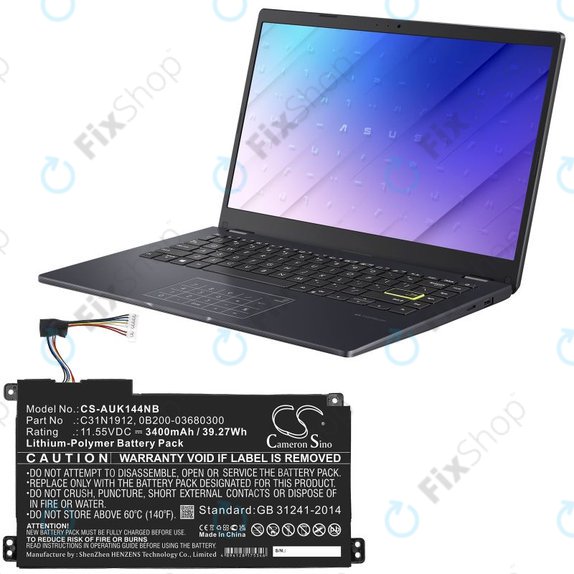 Bateria do Asus Vivobook 14, E510, 3400mAh, Li-Pol, 11.55V, C31N1912, HQ