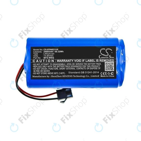 Bateria do Ecovacs Deebot N79, N79S, Eufy RoboVac-seria, Proscenic 850-seria, BFG-WSQ, ICR18650-26J-4S1P, UR18650ZY-4S1P-AAM, Li-Ion, 14,4V 3400mAh, HQ