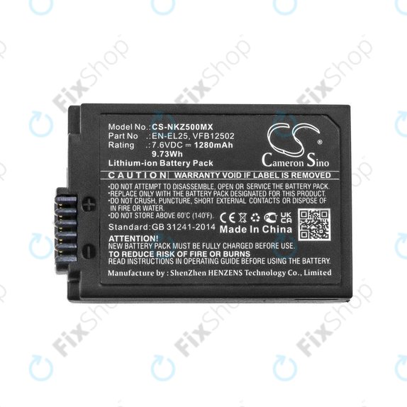 Bateria do Nikon Z50, Z50 ZFC, Z30, Z FC, 1280mAh, Li-Ion, 7.6V, EN-EL25, HQ