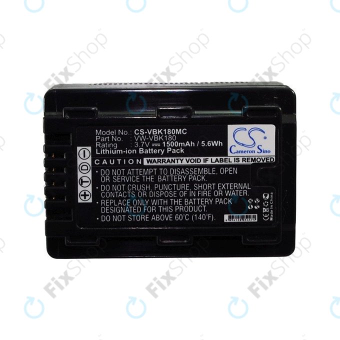 Bateria do Panasonic HDC, HC a SDR, 1500mAh, Li-Ion, 3.7V, VW-VBK180, HQ