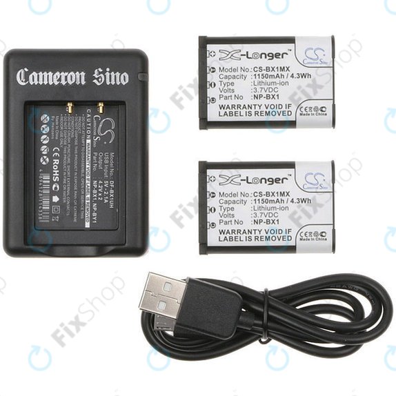 2 μπαταρίες με φορτιστή γιαSony Cyber-shot DSC-RX100, Cyber-shot DSC-WX300B, 1150mAh, Li-Ion, 7.4V, NP-BX1, HQ
