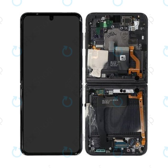 Wyświetlacz do Samsung Z Flip 4 F721B, Ekran dotykowy z ramką, GH82-29440A, GH82-30238A, GH82-30239A, GH82-29441A, Grafitowy, Graphite, Genuine Service Pack