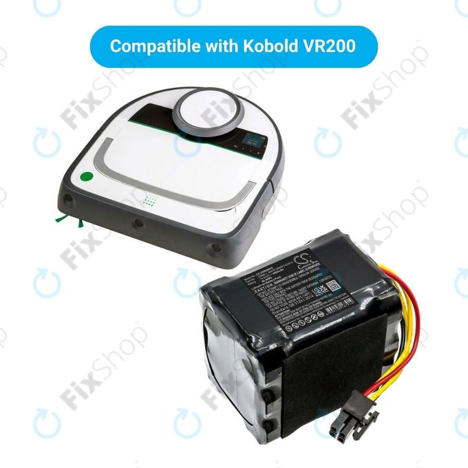 Bateria do Vorwerk Kobold VR200, VR300, 20884-1, 4NCR18650P2-C001A, Li-Ion, 14,4V 6000mAh, HQ