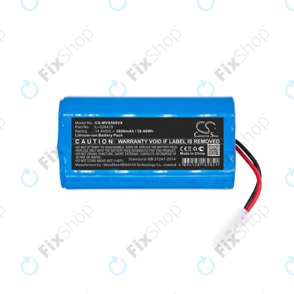 Bateria do Xiaomi Essential (Mijia G1), Flyco FC-seria, myVacBot SN500, Panasonic MC-seria, Phicomm X3, Puppy R-seria, Li-026418, Li-Ion, 14,8V 2600mAh, HQ