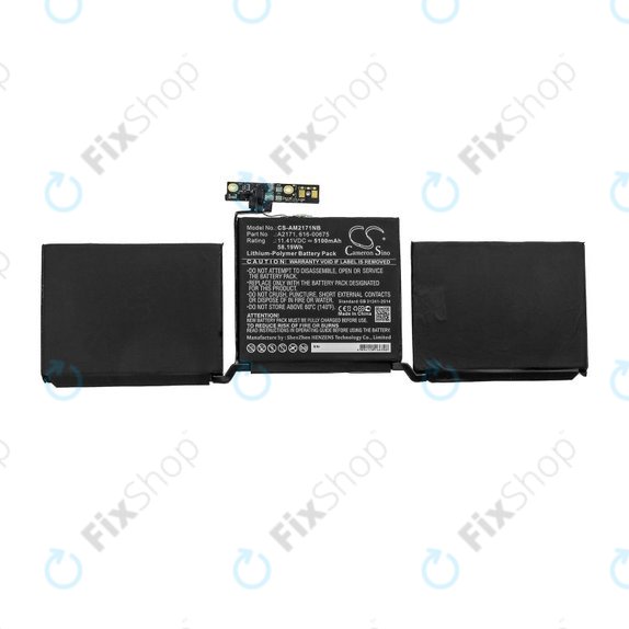 Bateria do MacBook Pro 13" A2159 (2019), A2289 (2020), A2338 (2020), 5100mAh, HQ
