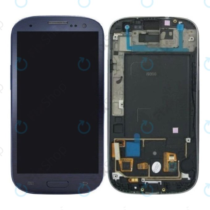 Wyświetlacz OLED do Samsung S3 i9300, Ekran dotykowy z ramką, Pebble Blue