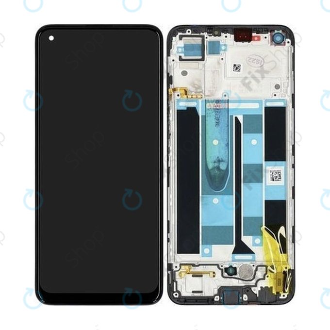 Wyświetlacz do Realme 8 RMX3085, Ekran dotykowy z ramką, 4906919, Cyber Black, Genuine Service Pack