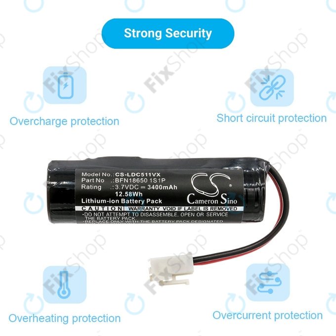 Bateria do Leifheit Dry&Clean 51000, 51002, 51113, 51114, BFN18650, 1S1P, Li-Ion, 3.7V, 3400mAh, HQ