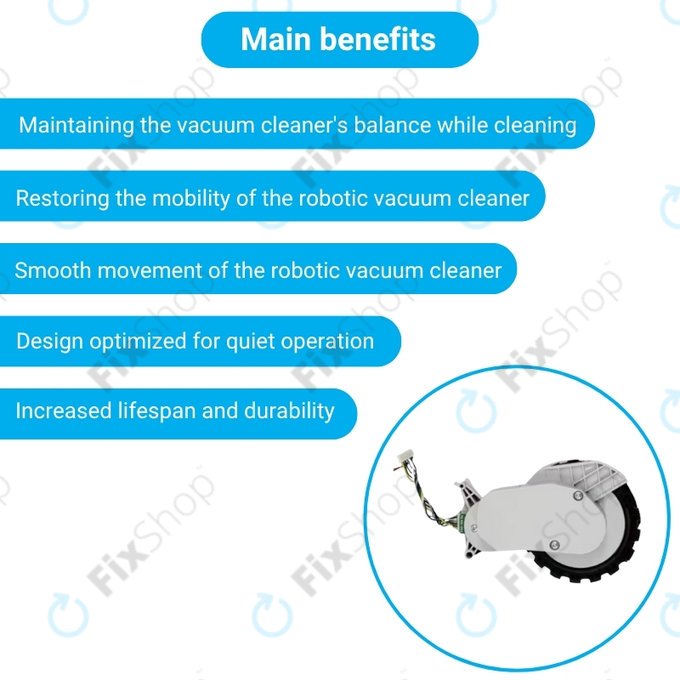 Koło z silnikiem do Xiaomi Robot Vacuum X20, S10, Dreame X30, X20, X10 Pro, Left, Biały, White