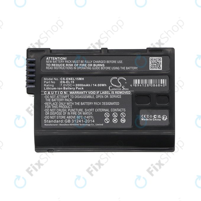 Bateria do Nikon D7000, D500, D600, D7200, D7500, Z5, Z6, EN-EL15, Li-ion, 7V, 2000mAh, HQ