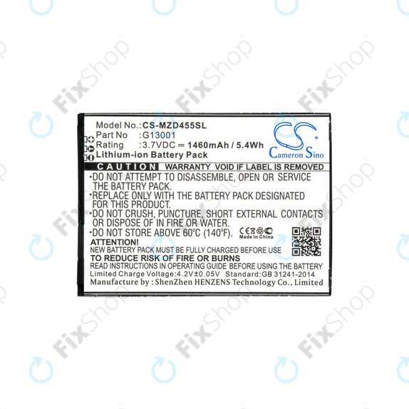 Bateria do Navon Mizu D455, 1460mAh, Li-Ion, 3.7V, G13001, HQ