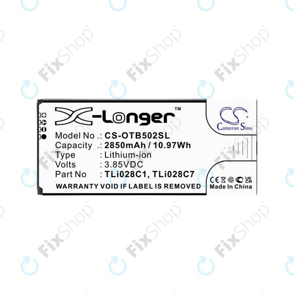 Bateria do Alcatel 1b 2020, Alcatel Ot-5002a, 2850mAh, Li-Ion, 3.85V, TLI028C1, HQ