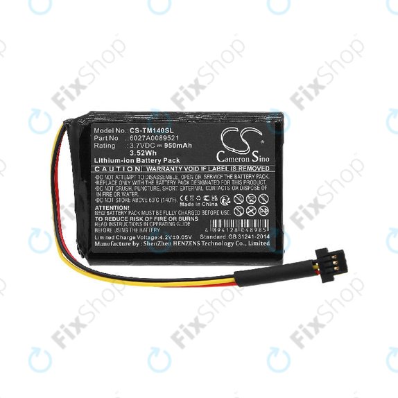 Bateria do TomTom One 140, Go 500, 950mAh, Li-ion, 3.7V, P2, HQ