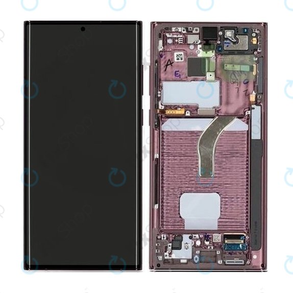 Wyświetlacz do Samsung S22 Ultra S908B, Ekran dotykowy z ramką, GH82-27488B, GH82-27489B, Burgundy, Genuine Service Pack