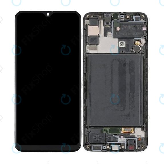 Wyświetlacz OLED do Samsung A30s A307F, Ekran dotykowy z ramką, Prism Crush Black