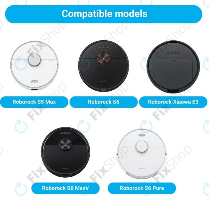 Zestaw części zamiennych do Xiaomi Roborock S5 Max, S6, S6 MaxV, S6 Pure, Xiaowa E3 (2x Główna szczotka, 4x Filtr, 4x Szczotka boczna – biała)
