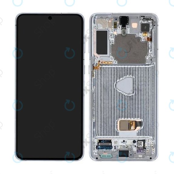 Wyświetlacz do Samsung S21 Plus G996B, Ekran dotykowy z ramką, GH82-24554C, GH82-27268C, GH82-24553C, Phantom Silver, Genuine Service Pack