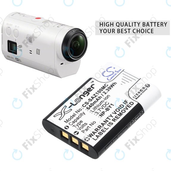 Bateria do Sony HDR-AZ1, 640mAh, Li-Ion, 3.7V, NP-BY1, HQ