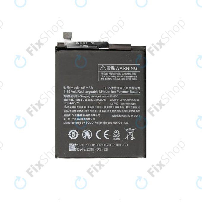 Bateria do Xiaomi Mi Mix 2, 2S, BM3B, 3400mAh