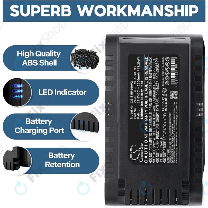 Bateria do Samsung Jet 75, 75 Multi, 75 Premium, VS70, 90, VS9000, VCA-SBT90, VCA-SBT90E, DJ96-00221A, Li-Ion, 21,6V 2000mAh, HQ