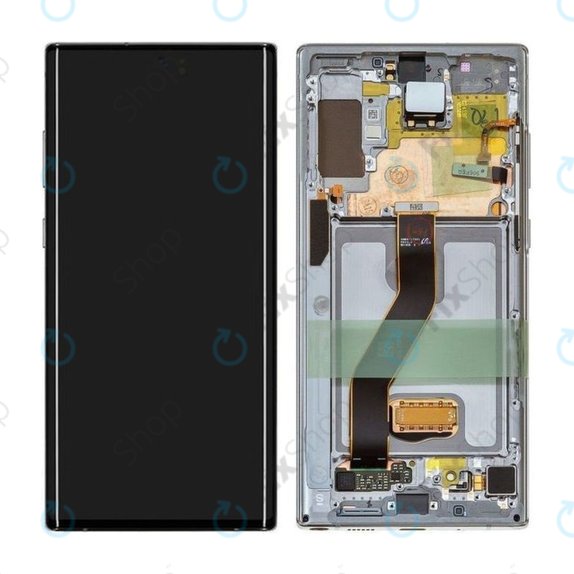 Wyświetlacz do Samsung Note 10 Plus, Ekran dotykowy z ramką, GH82-20838C, G82-20900C, Aura Glow, Genuine Service Pack