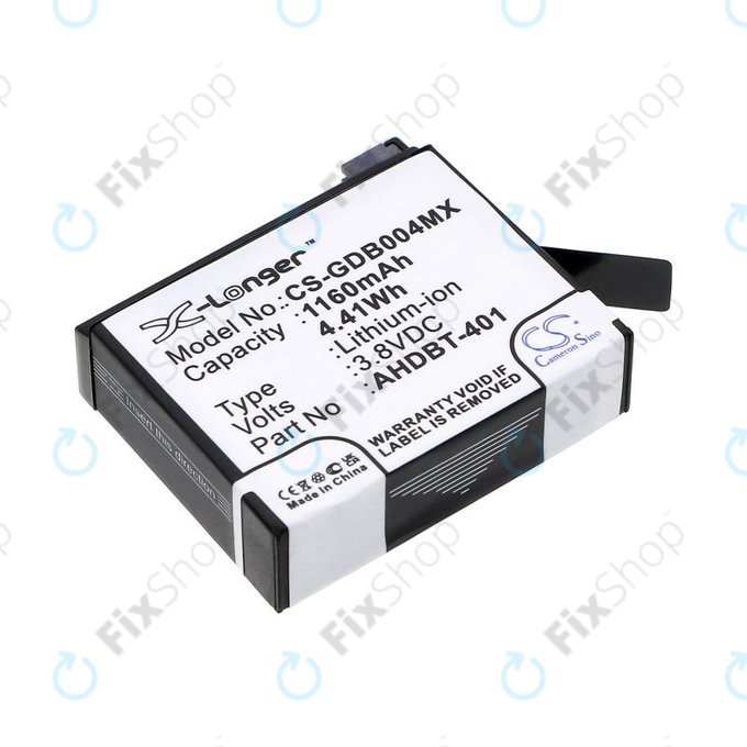 Bateria do GoPro Hero 4, 1160mAh, Li-Ion, 3.8V, AHDBT-401, HQ