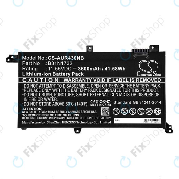 Bateria do Asus VivoBook S14, S430FA, 3600mAh, Li-Ion, 11.55V, B31N1732, HQ