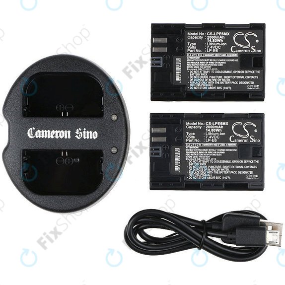 2 μπαταρίες με φορτιστή γιαCanon EOS 5D Mark II, EOS 7D, 2000mAh, Li-Ion, 7.4V, LP-E6, HQ