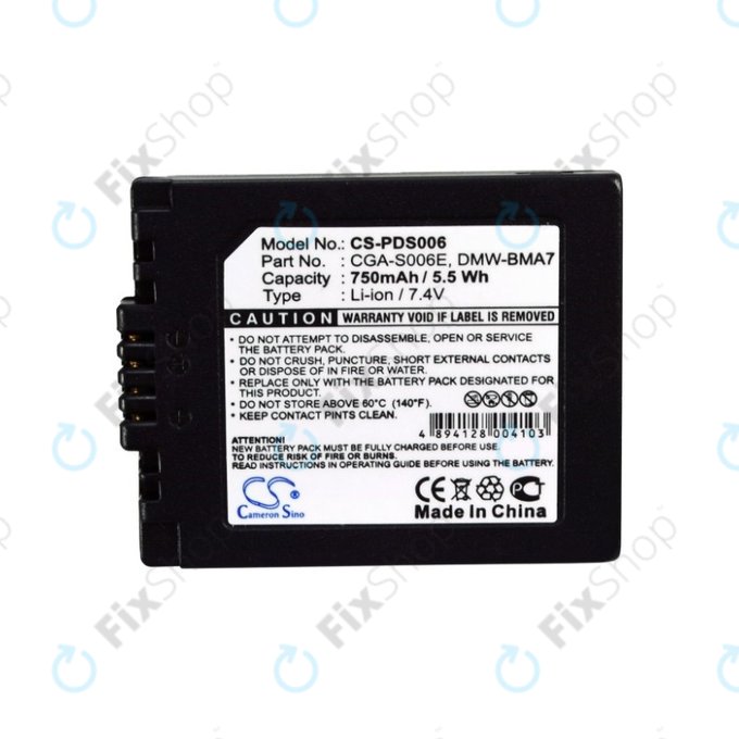 Bateria do Panasonic Lumix DMC-FZ7, FZ8, FZ18, FZ28, FZ30, FZ35, FZ38, FZ50, Leica V-Lux 1, DMW-BMA7, Li-Ion, 750mAh, HQ