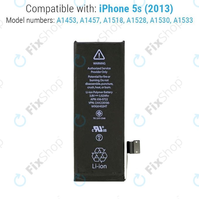 Bateria dla iPhone 5S, 1560mAh, FixPremium